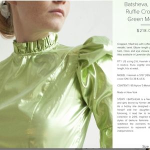 Batsheva Lime Green Lame Crop Top